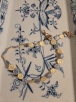 Elegante Halskette, Silber- und Gelbfäden, neuwertig!