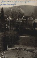 Privatfoto Burgdorf, Ansicht Haus und Schloss gel. 1958