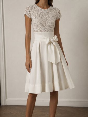 Lauren Ralph Lauren Kleid Weiss Spitze Gr. 10 Sommerkleid 