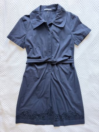 Elie Tahari Kleid 38 Dunkelblau Navy Baumwolle Stretch