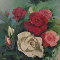 Acryl gemälde Rosen, gerahmt.