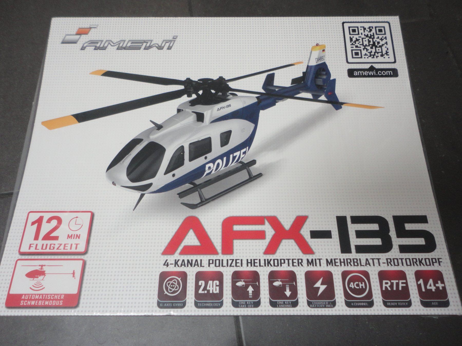 Amewi RC Modellbau: POLIZEI 4-Blatt HELIKOPTER 6G RTF – Neu und originalverpackt aus Horgen von RcModell 4