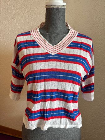 Vintage Streifenshirt ObRot-Weiss-Blau Grösse M