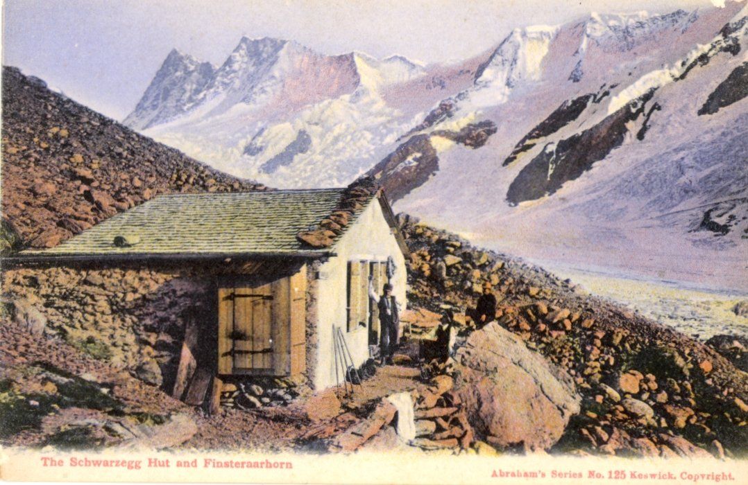 Cartoline postali: Schwarzegg - Hütte   BE  mit Finsteraarhorn – Usato da Brig venduto da Valcards54