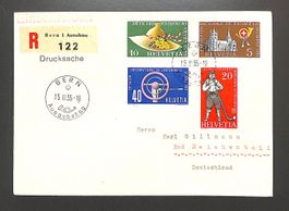 1955 FDC Werbemarken Ersttagsbrief "DEUTSCH" Einschreiben