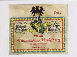 Etikette - Winzenheimer Honigberg 1959 /bd
