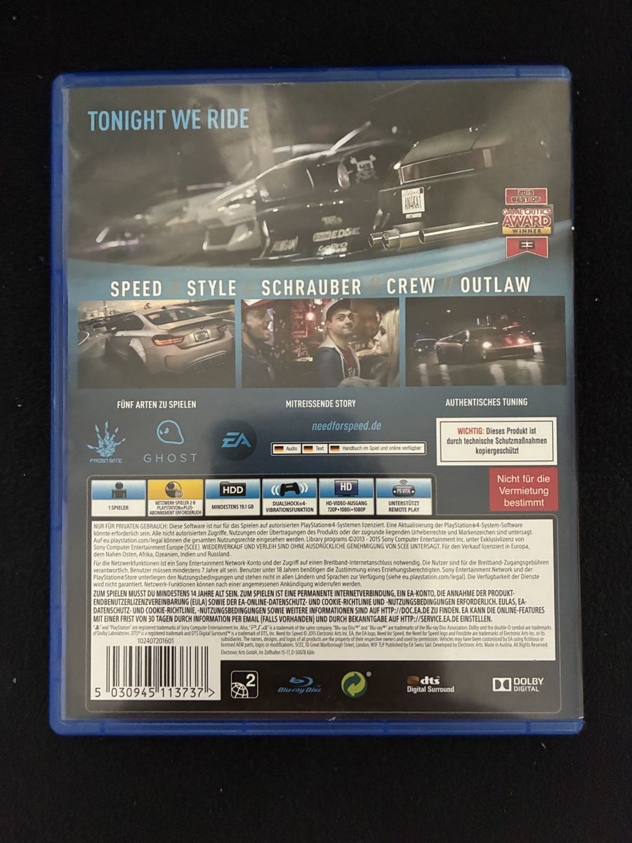 Sony Spiele: Need For Speed PS4 gioco usato 12+ – Neu (gemäss Beschreibung) aus Taverne von nad02026 1