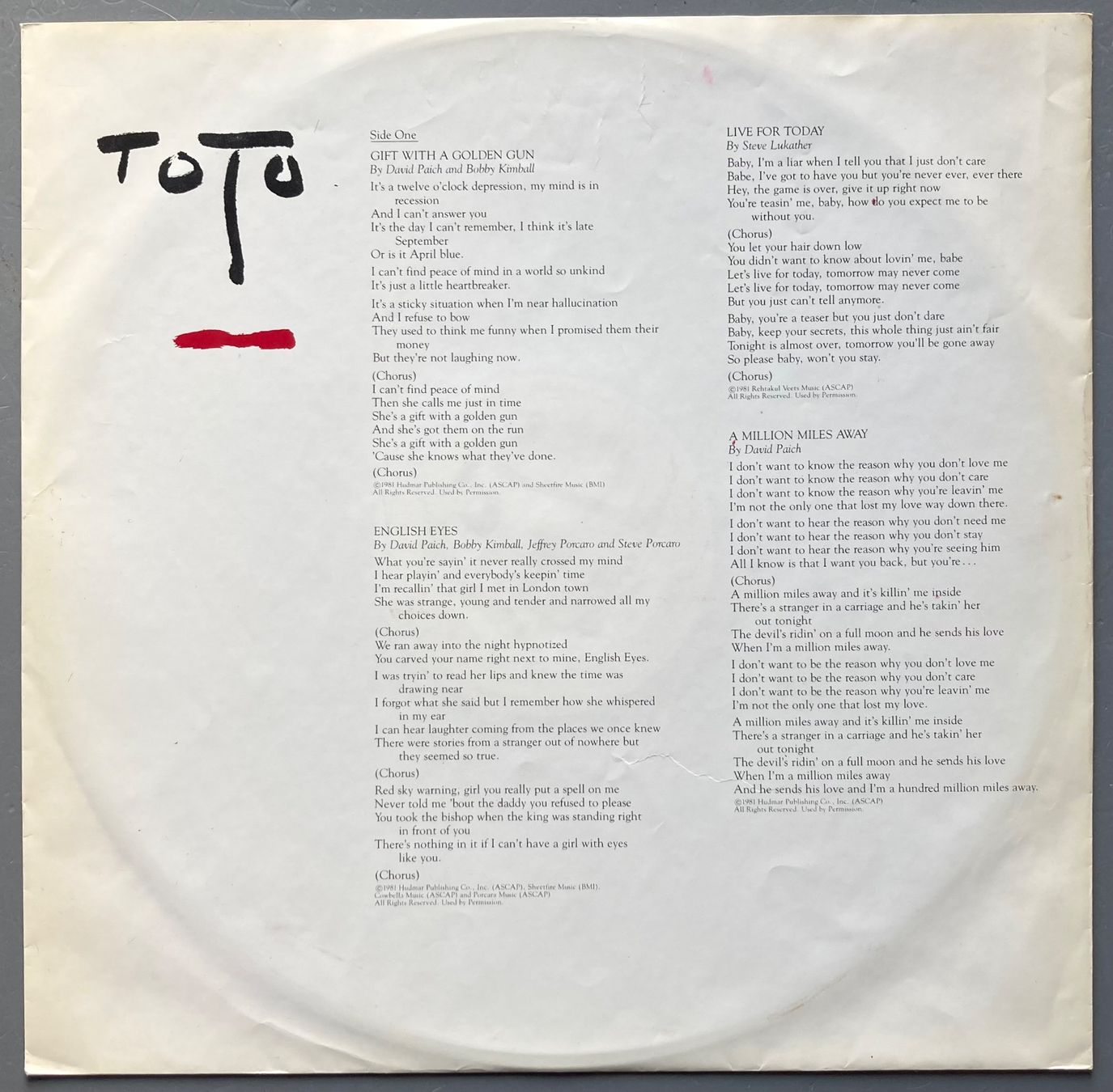 Schallplatten: TOTO - TURN BACK – Gebraucht aus Poliez-Pittet von Newtown-Records 2