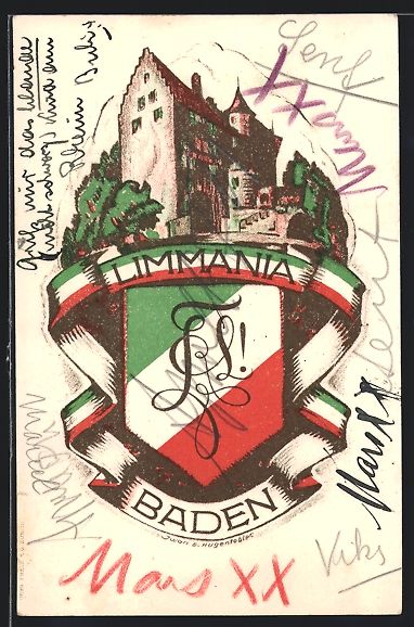 Cartes postales: Baden, Studentenwappen der Limmania, Sch – D'occasion à Berlin par bartko-reher