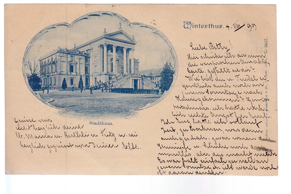 Cartoline postali: Winterthur   ZH    -    Stadthaus     um 1899 – Usato da Brig venduto da Valcards54