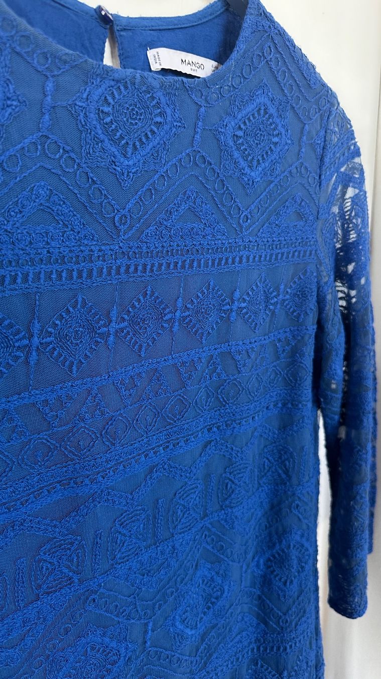 Mango Vestiti: MANGO elegantes blaues Spitzenkleid in Gr. S – Usato da Niederrohrdorf venduto da gigerch 8