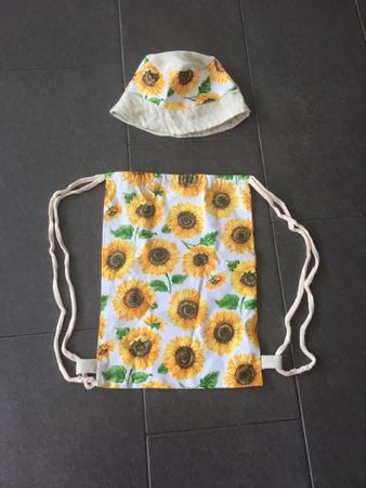 Sonnenblumen Turnbeutel l 45cm x 36cm & Hut Umfang 23cm Set