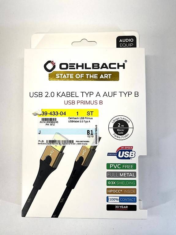 Cavi: Oehbach Digital Audiokabel USB A auf B – Usato da Zürich venduto da cutyswiss