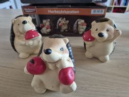 Igel Herbstdekoration Melinera 3er Set Keramik Dekofiguren