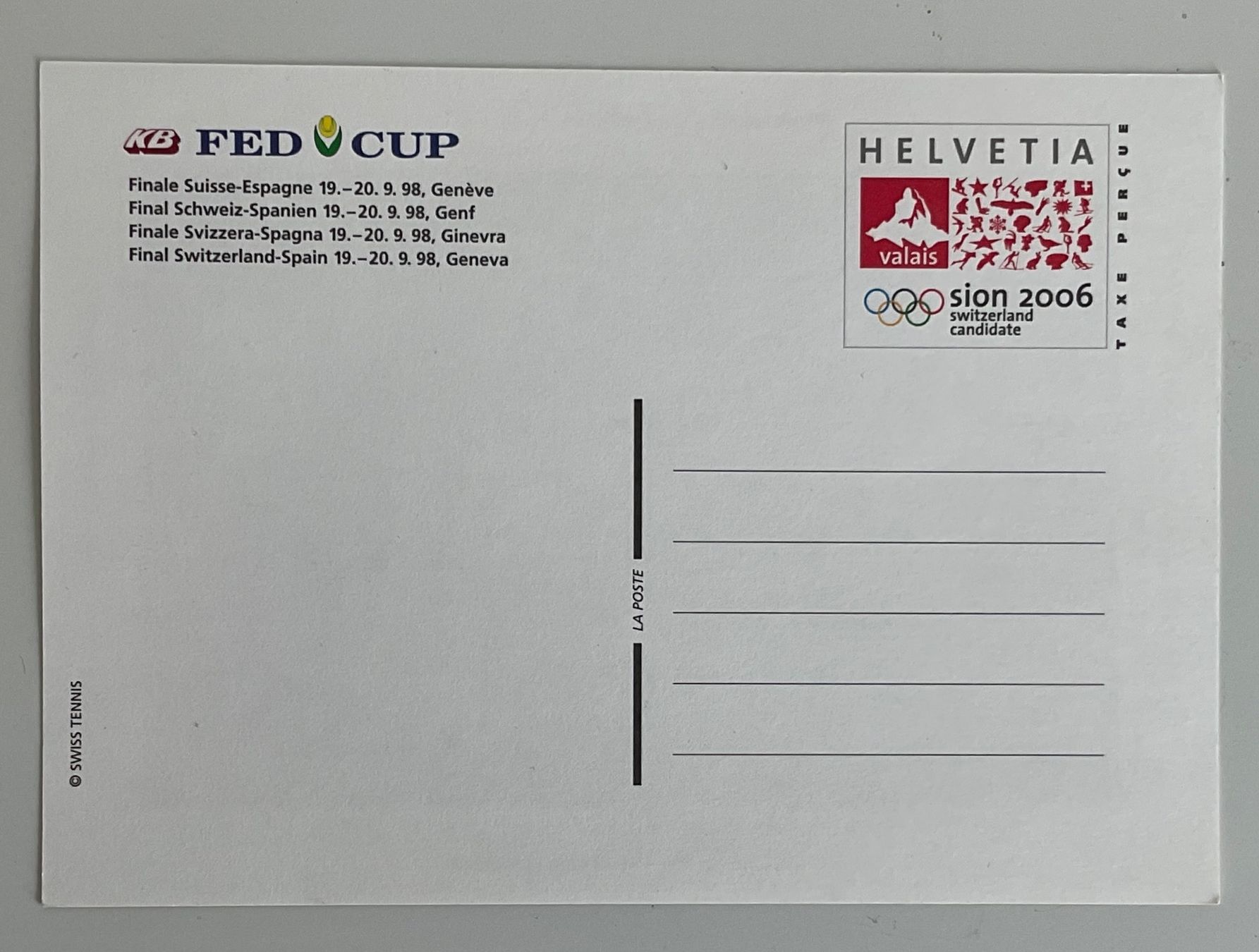 Cartoline postali: AK Olympia 2006 Tennis – Usato da Rümlang venduto da euqinom16 1