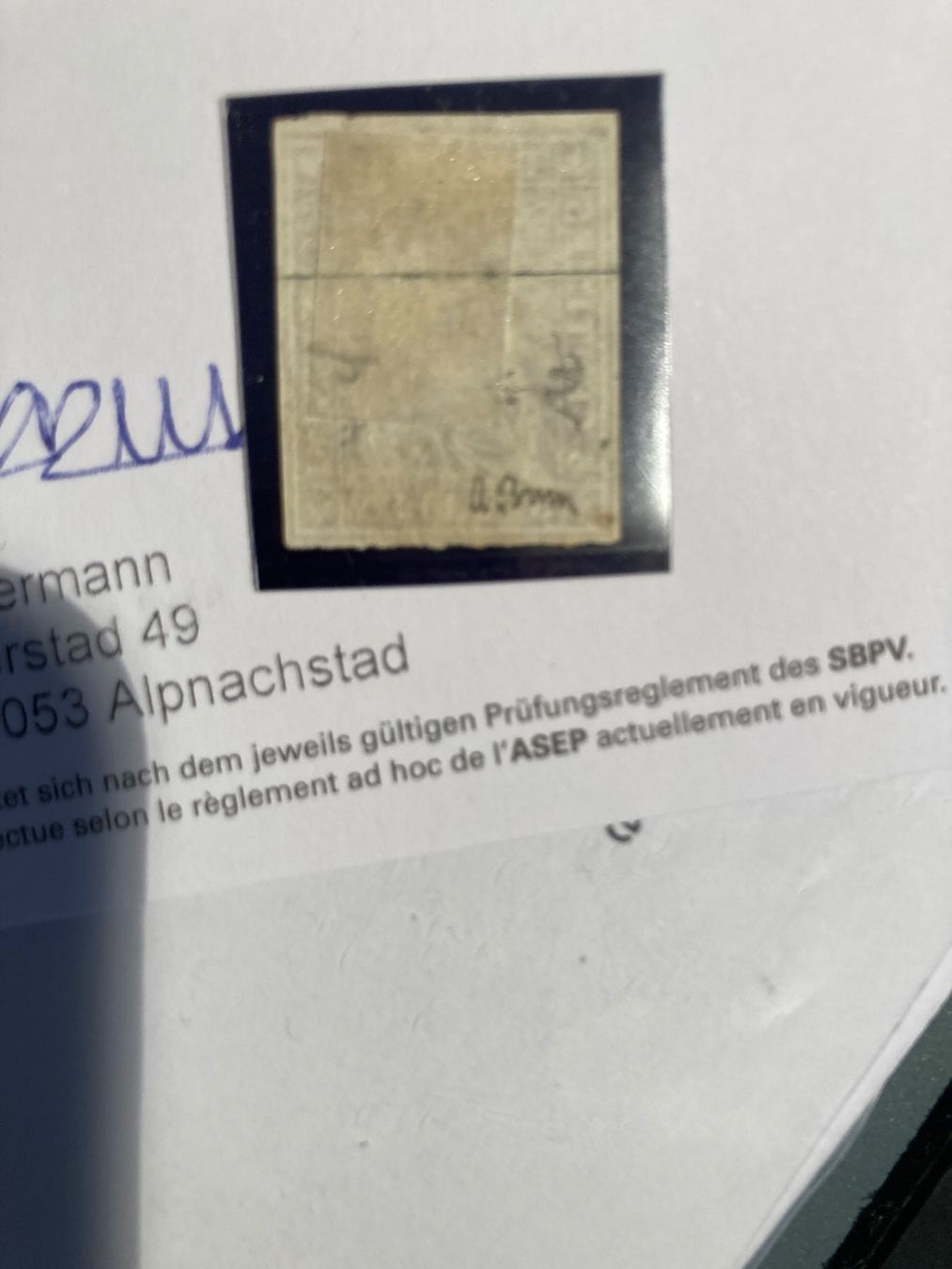 Tutti i francobolli: Super Seidenpapier Strubel 22B2m.a  Kat. 1400 – Usato da Kreuzlingen venduto da Vikinger 1