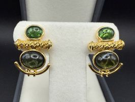 Vintage Ohrringe in Goldfarbe und Grün
