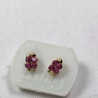 Mini goldfarbene Ohrstecker mit rosa Strass – Neu 564
