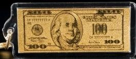 100 Dollar Geld Note Gold Schlüsselanhänger Geldschein Bank