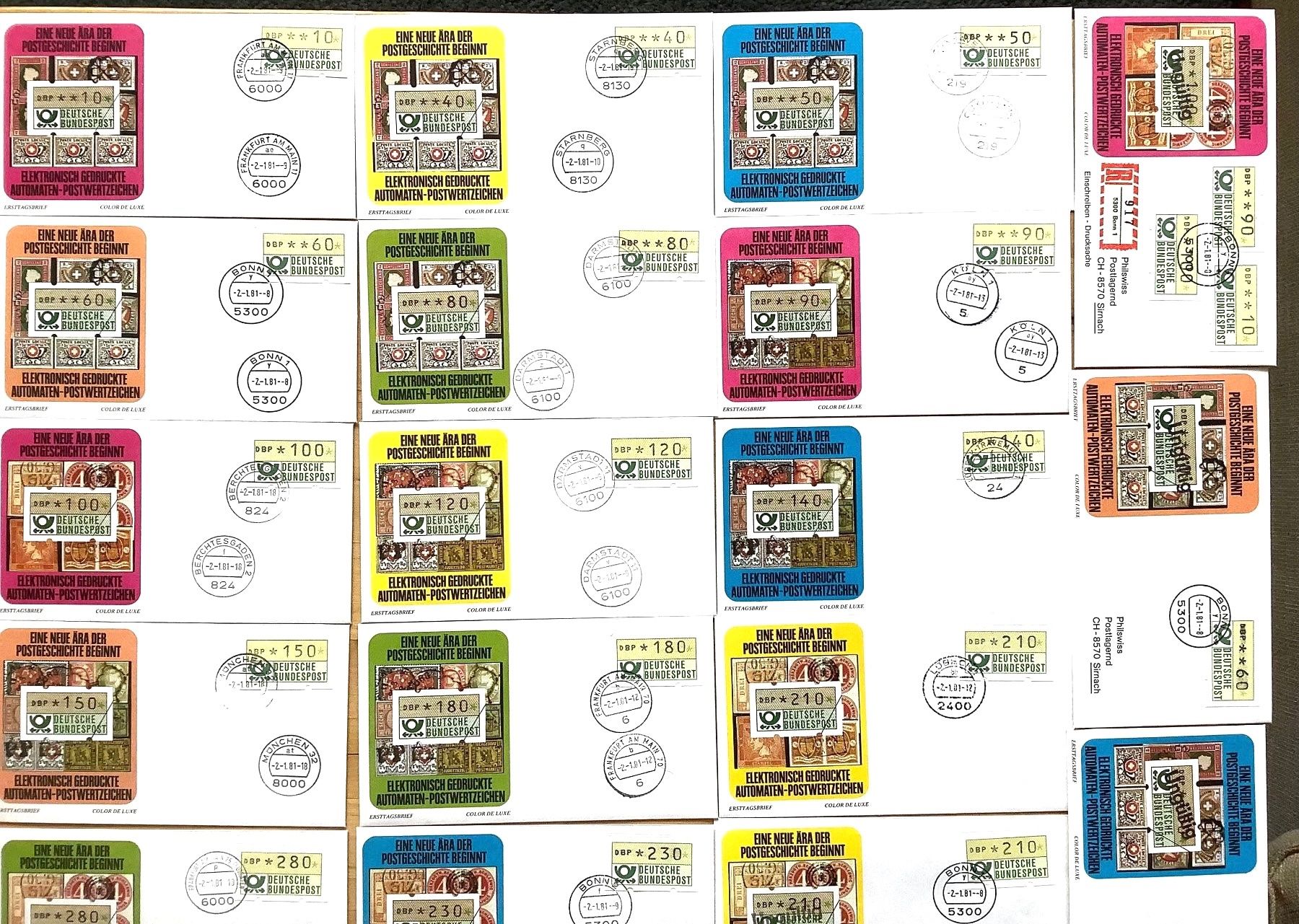 Tutti i francobolli: 1981 BRD - FDC ATM Kompl.Satz Elektronisch Gedruckte – Nuovo (secondo la descrizione) da Liestal venduto da Skunk02 1