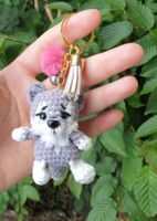 Handgemachter Schlüsselanhänger Amigurumi Hund Husky  