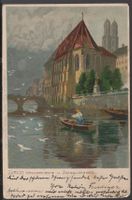 Zürich  Wasserkirche u. Zwinglidenkmal  1905