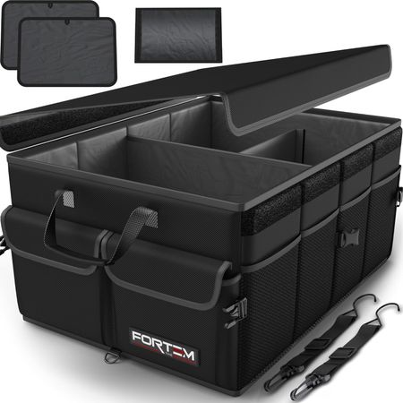 Kofferraum Organizer Auto faltbar 50L mit Deckel Schwarz