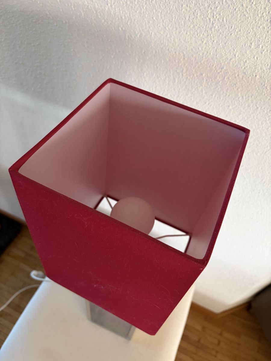 Ikea Lampade: Table lamp metal rectangular base red shade used – Usato da steinhausen venduto da blockfr 1
