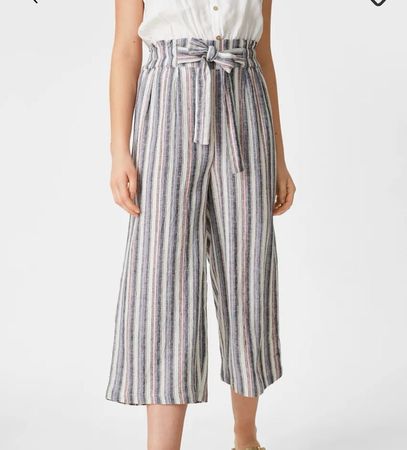 Leinen Coulotte Hose, rosa gestreift, neuwertig, Grösse 34,