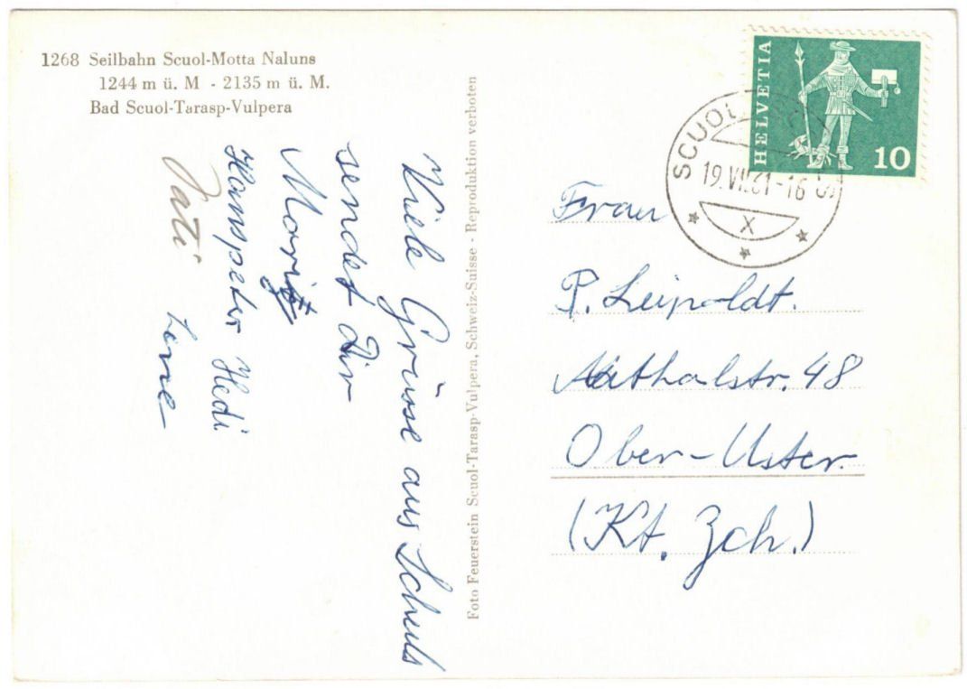 Cartoline postali: Scuol - Gondelbahn Motta Naluns – Usato da Binningen venduto da Mountainrider 1