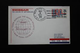 Swissair Ersttagsbrief 25 Jahre Nordatlantikflug 1972