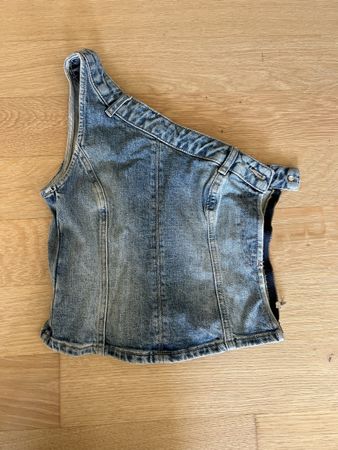 Zara Damen Jeans Top One Shoulder Blau Grösse S