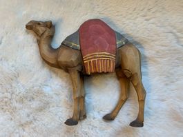 Dromedar mit Decke, Holz, Krippenfigur, Huggler Brienz