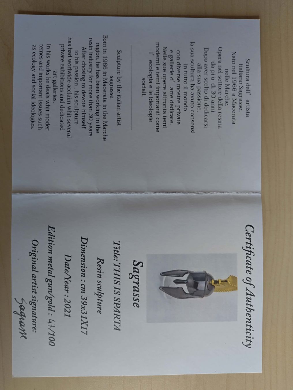 Sculture & Statue: Spartaner Helm Skulptur – Usato da Leibstadt venduto da JensFischer01 3
