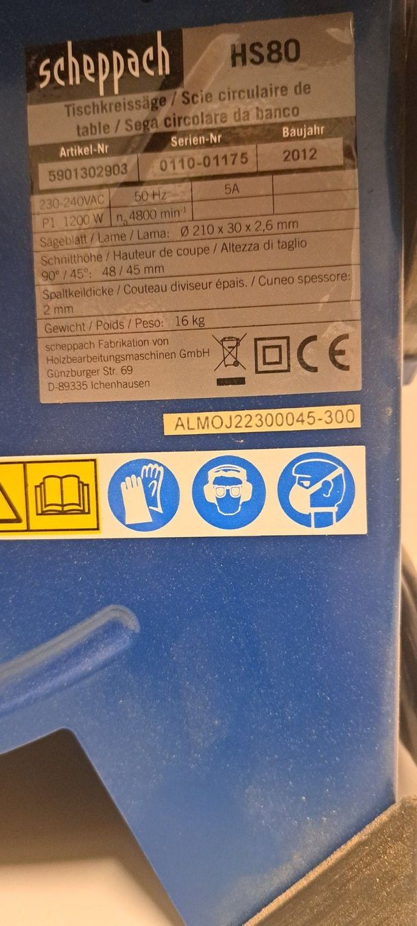 Toutes les machines: Tischfräse Scheppach HS 80 – D'occasion à Cham par eic_9qm9 6