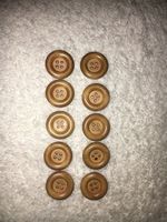10 Knöpfe Aufnäher Holz rötlich rund Holz  OVP
