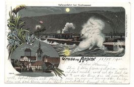 LITHO Gruss aus ARBON Hafeneinfahrt bei Hochwasser