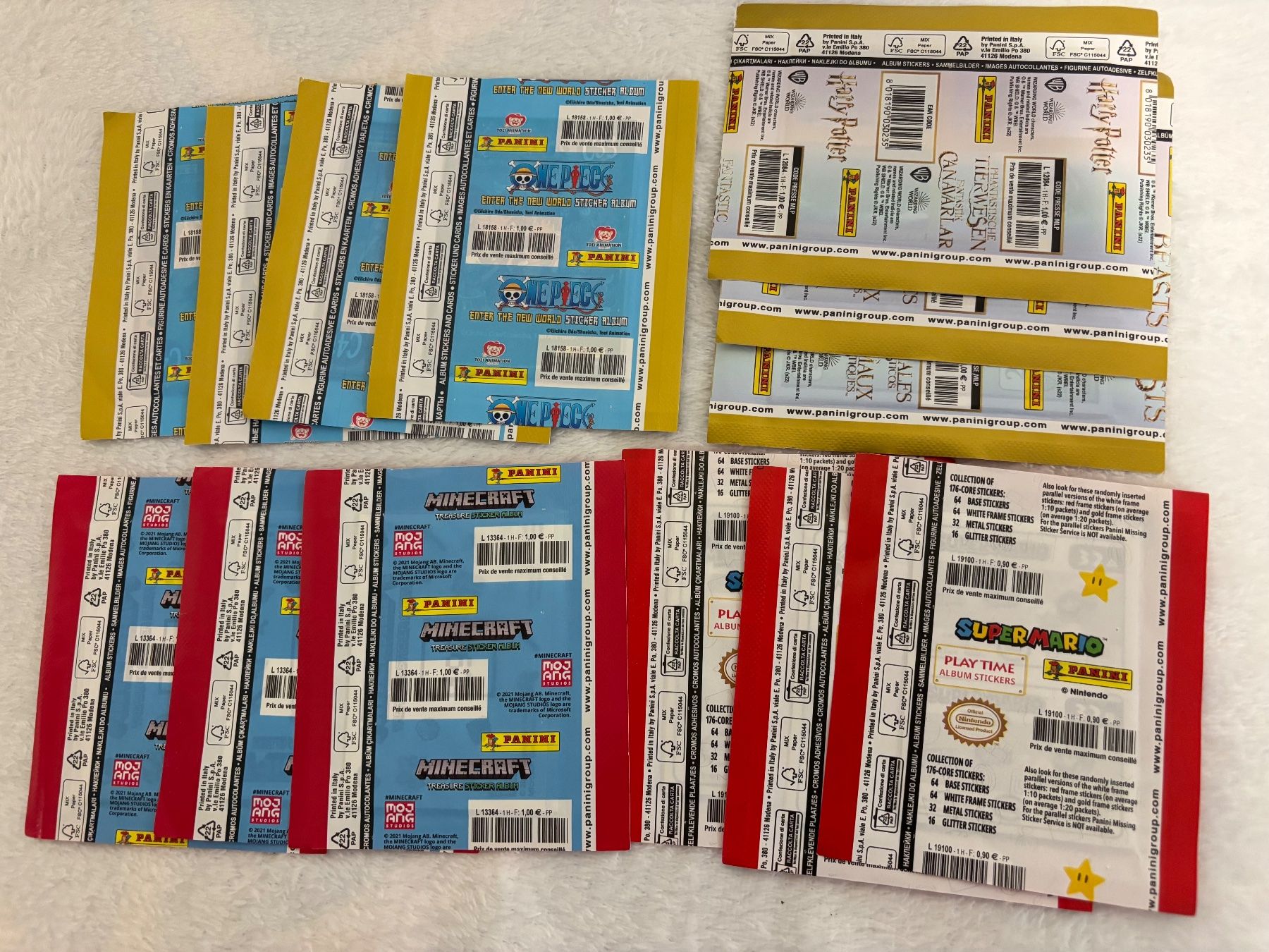 Cartoline: 13 tüten Panini - Minecraft , Mario/One piece – Nuovo e nell'imballaggio originale da Collombey venduto da Cards07 2