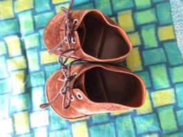 Puppenschuhe STOLLE 9/5, braun, 8 cm, 80-er Jahre, neuwertig