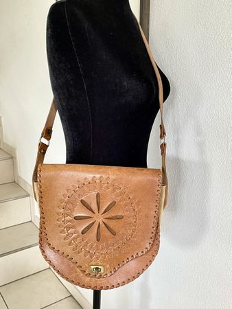 Vintage Leather Bag, Embossed Boho Style, Great Find!