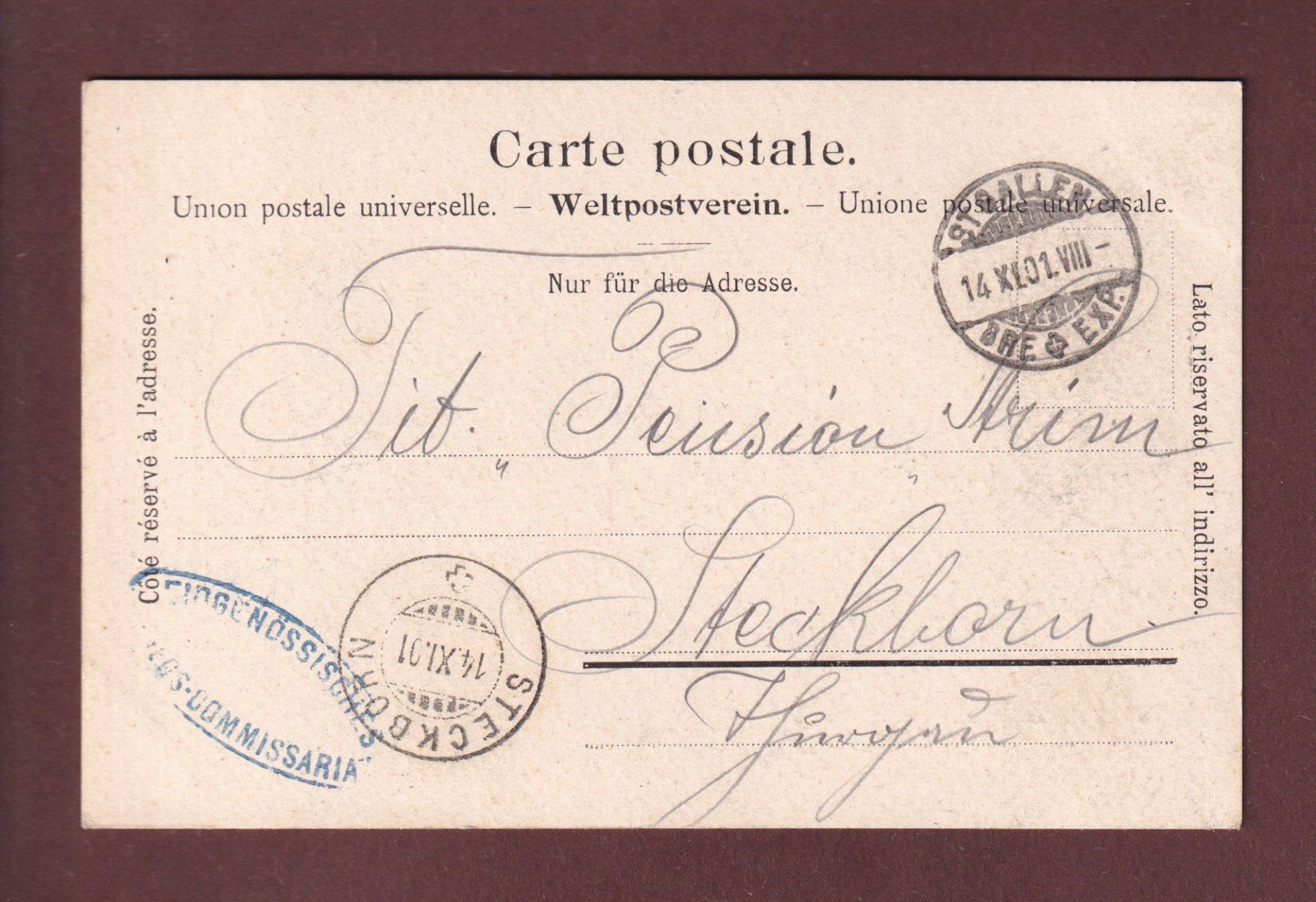 Cartoline postali: Gruss aus ST. GALLEN - 1901 – Usato da Pully venduto da nicecards 1