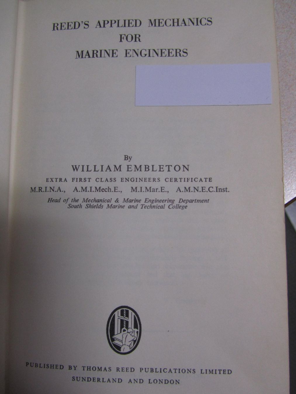 Libri: Applied Mechanics for Marine Engineers 1962 – Usato da Berg TG venduto da Bullauge24StB 8