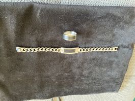 Edelstahl Set Armband 21cm Ring 67 Groß