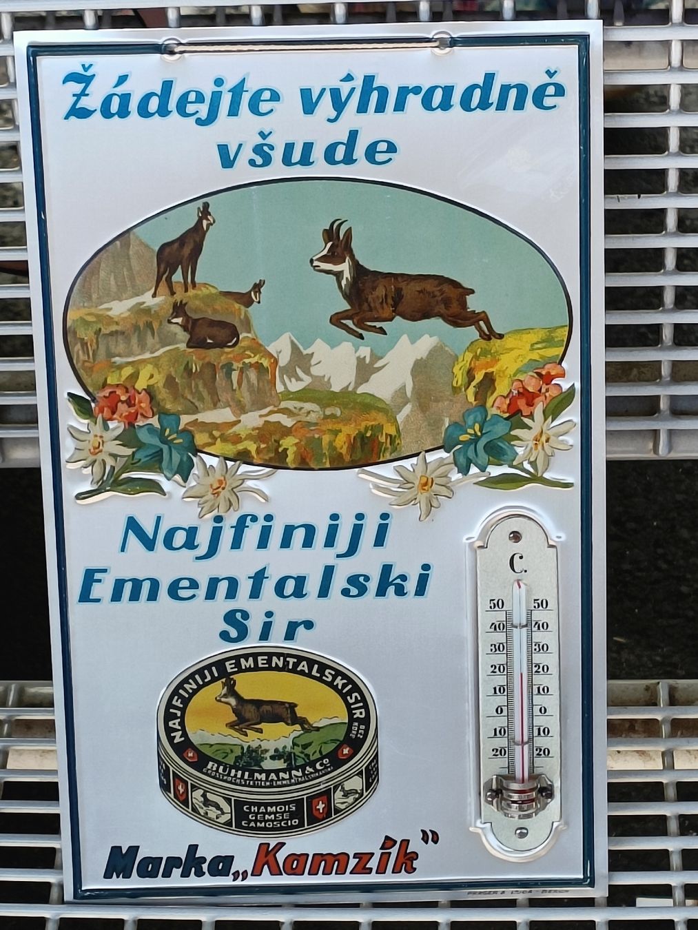 Schilder: Werbe Schild mit Thermometer  Emmentaler Grosshöchstetten – Gebraucht aus Brugg AG von Ente015