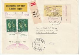 SF 49.4c, PRO AERO 1949, ST GALLEN - LUGANO, Fr 70.--