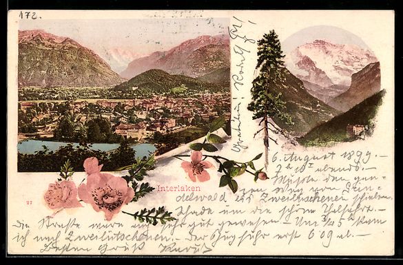 Cartoline postali: AK Interlaken, Hotel, Teilansicht, 1899 – Usato da Berlin venduto da bartko-reher