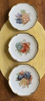 SILESIA Porzellan 3Dessertteller Obst-Früchte Dekor,Goldrand
