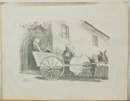 Eselskarren, Lithographie, Hans Fritz Gilsi (1878–1961)