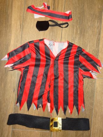 Déguisement pirate enfant rayé rouge noir 3/4ans