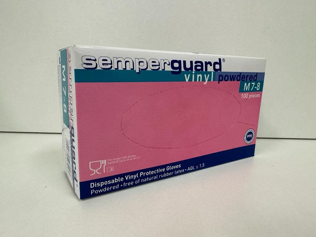 Guanti & manicotti: Semperguard Vinyl Handschuhe gepudert (L) – Nuovo e nell'imballaggio originale da Oensingen venduto da Liquidations-Shop